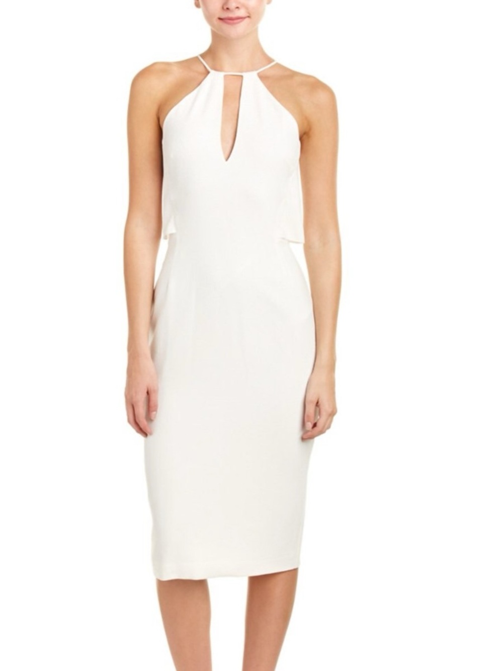 Nicholas Crepe Drape Back Halter Sleeveless Dress Midi Ivory White US 10